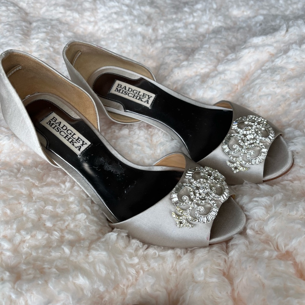 Badgley Mischka Silver Embellished Heels